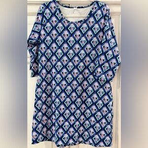 PRELOVED SZ L Lulu-B Blue and Pink Patterned tunic top/ mini dress